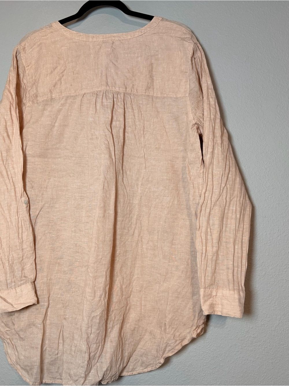 Sigrid Olsen Linen Oversized Button Up Shirt Size XL Light Pink Long Sleeve - Picture 6 of 9
